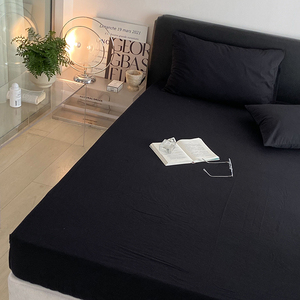 Luxury King-Size Bed <strong>Cover</strong> Set Solid Black Printed Cotton Bedding <strong>and</strong> <strong>Matching</strong> <strong>Curtains</strong> Solid Color Luxury Collection - Product Image 1