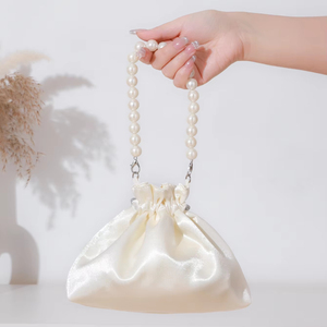 Bolso de Noche Elegante para Mujer, Diseño Cuadrado con Perlas, Cadena de Satén, Forma de Cubo, Grande, Venta al Por Mayor - Product Image 1
