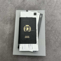 Porte-téléphone et passeport en cuir de veau semi-mat noir texturé, accessoires pour billets, porte-téléphone et passeport imprimé pour homme
