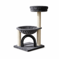 Arbre à chat en bois durable et minimaliste, avec arche, griffoir en corde de sisal, panier en peluche et perchoir supérieur, en carton, facile à assembler, pour chats de taille moyenne, vente en gros