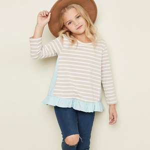 เสื้อยืดแขนยาวลายทางหลากสีสำหรับเด็ก ราคาสินค้าอาลิอบบา - Product Image 1