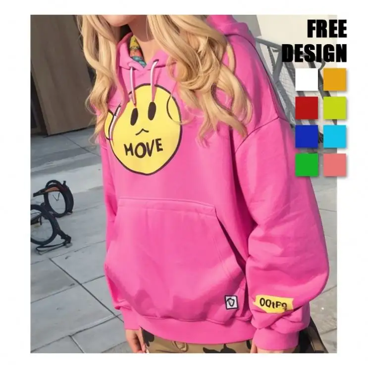 HLN Clothes Tech Wear Printed Oversize Logo Sublimation Hoodies Sweatpants And Hoodie Set Light Pink Women Hoodie Cotton