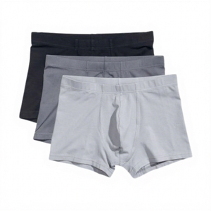 EVERGREEN Mens <b>Underwear</b> Custom Waist Mid-Rise Seamless Knitted Boxer Briefs 100% Cotton Breathable Eco-Friendly OEM Wholesale - Product Image 1