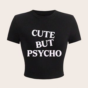 Camisetas con estampado de letras de verano INS 2025, Camiseta ajustada de manga corta para mujer, Tops cortos holgados con rayas transpirables - Product Image 4