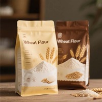 250g 500g 1kg personnalisé imprimé réutilisable fermeture à glissière protéine alimentaire en poudre farine debout pochette d'emballage à fond plat avec logo