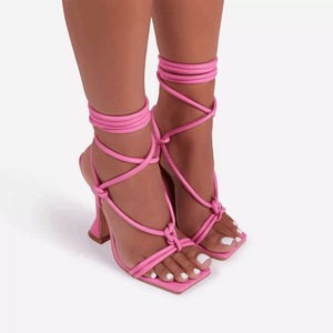 New Design Fashion Trend Summer High <b>Heel</b> Lace up Strap Sandals Women and Ladies Plus Size for Ladies Shoes - Product Image 2
