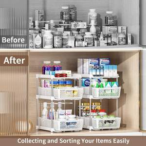 Lavabo dolabı organizatör altında kayar altında tuvalet banyo 2/3 Tier çekin organizatör ve depolama tutucu çekin - Product Image 6