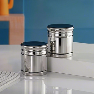 Stainless Steel Spice <b>Containers</b> Round Airtight Food Storage Jars Minimalist Design Polished Finish - Product Image 1