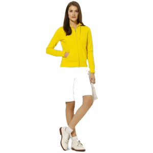 Pull à capuche jaune élégant grande taille pour femmes, sweat-shirt à capuche de marque personnalisée pour femmes - Product Image 1
