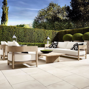 Ensemble de canapés d'extérieur en teck massif de style nordique contemporain, meubles de jardin modernes pour villa, cour, hôtel, patio, résistants à l'eau - Product Image 5
