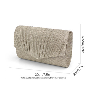 Women's Dinner <b>Clutch</b> Bag Solid Color Pleated Fashion All-match <b>Wedding</b> Suit Handbag Custom Wholesale Evening Party Bags - Product Image 6