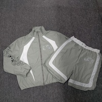 Conjunto Deportivo Personalizado con Logotipo, Chaqueta y Pantalones Cortos de Punto, Impermeables, 100% Poliéster, para Otoño, Casual, para Hombre