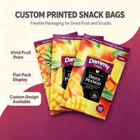Sacs d'emballage personnalisés scellés au dos en CPP de qualité alimentaire pour aliments secs, chips croustillantes, frites et snacks