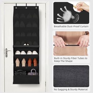 Over the Door Shoe Organizer with Curtain Dustproof Heavy-Duty <b>Large</b> Deep Pocket Hanging Shoe Organizer for Closet Dorm - Product Image 6