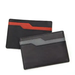 Delgada Slim cartera RFID bloqueo Cartera de cuero genuino titular de la tarjeta de crédito Ultra Durable protector tarjeta casos