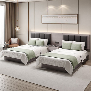 3 Star Hotel Bedroom Furniture Complete <b>Sets</b> King Queen Wood <b>Bed</b> Frame With Headboard Desk Wardrobe & Nightstands For <b>Full</b> Room - Product Image 4