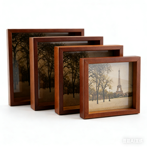 Cornice Fotografica Quadrata in MDF Personalizzata Stile Moderno Nera e Marrone, 4 Misure in 1 Shadow Box con Opaco di Alta Qualità - Product Image 1