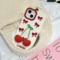 Coque de téléphone en silicone souple 3D motif cerise mignonne pour iPhone 17 Pro Max 16e 13 14 15 Plus 12, coque arrière antichoc