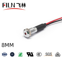 FILN 8mm Panel Dash 12v 24v 220v de indicador de luz con alambre