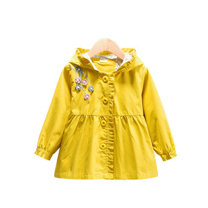 Abrigo con Capucha y Volantes para Niñas Pequeñas, Mezcla de Algodón, Bordado Floral 3D, Chaqueta con Peplum en la Cintura, Ropa Exterior para Niñas Pequeñas - Product Image 5