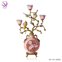 Série Fleur de Cerisier Rose, Décoration d'Intérieur Classique en Cuivre et Porcelaine, Oiseau Perroquet Antique, Œuvre d'Art Rétro, Décoration de Luxe pour la Maison