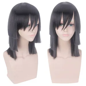 Devil Killer Straight Layered Hairdressing Wig Black Synthetic Long Hair 16 inch Anime Role Playing Black Wig