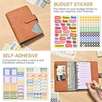 Coffret Cadeau Journal de Réunion en Cuir PU A6 avec Impression Personnalisée du Logo, Organisateurs, Agenda Rigide, Carnet de Budget avec Enveloppes à Monnaie