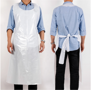 Disposable White Heavy Weight <b>Plastic</b> Poly <b>Apron</b> for Cooking - Product Image 1