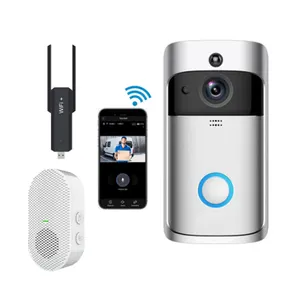 WSierless Bel Pintu Video Wi Fi, Kamera Bel Pintu Sensor Gerakan Di Frared V5 Ring, Bel Pintu