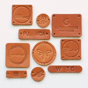 Custom Embossed Leather Label PU Leather Badge Logo Embossed Leather Patches