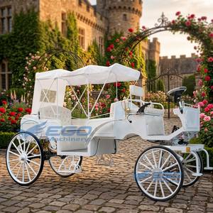 Élégante calèche blanche de tourisme, dernière calèche de mariage tirée par des chevaux, calèches électriques de tourisme d'inspiration antique à vendre - Product Image 1
