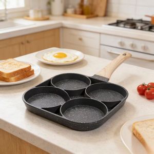 Sartén Antiadherente de Cuatro Orificios <span class=keywords><strong>para</strong></span> Huevos, Ideal <span class=keywords><strong>para</strong></span> Desayunos, <span class=keywords><strong>Panqueques</strong></span> y Omelettes, Venta al Por Mayor - Product Image 1