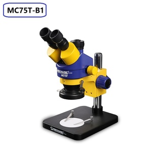 Microscope stéréoscopique trinoculaire industriel MECHANIC MC75T-B1/B3 HD électronique grossissant 7-45X avec zoom continu et plateforme d'observation - Product Image 2