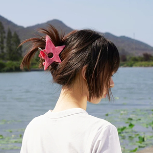 Pince à cheveux étoile Y2K personnalisée en acétate avec trou pour breloque, vente en gros, pince à cheveux facile à utiliser pour chignon, pinzas de acetato para el cabello por mayor - Product Image 3