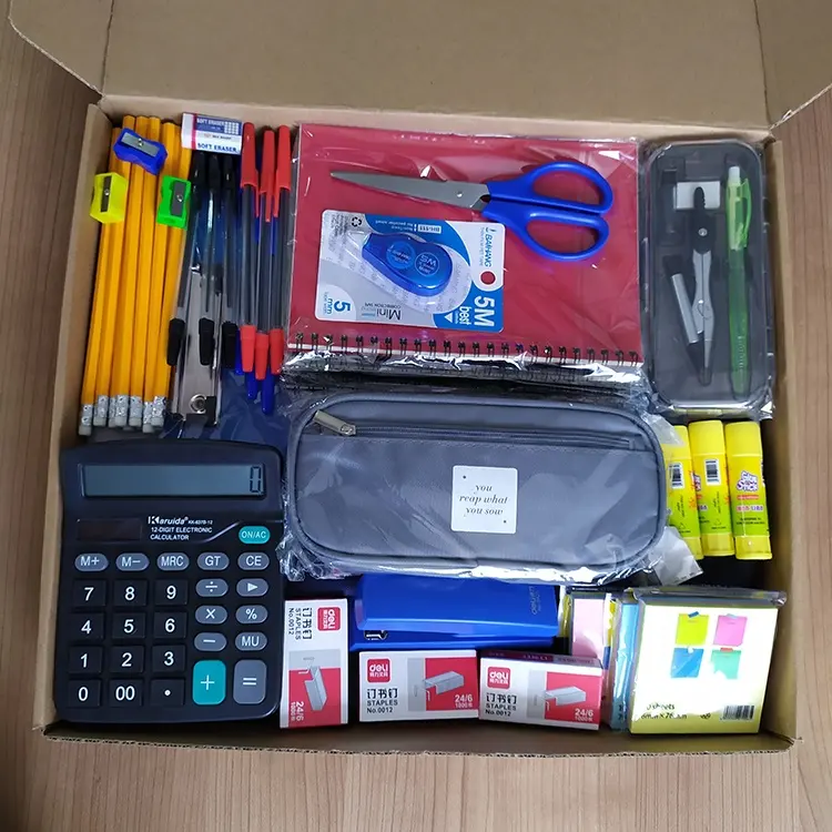 Kit de fornecimento escolar, conjunto de papelaria de alta qualidade, grande pacote inclui vários suprimentos essenciais