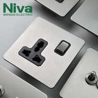 Prise multifonctionnelle NIVA de luxe moderne en acier inoxydable à 3 broches avec interrupteur, norme britannique, installation facile pour la maison, 13A 250V