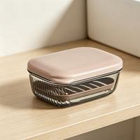 Boîte à Savon à Couvercle Amovible avec Drainage, Double Couche Transparente, avec Bac de Récupération d'Eau pour Salle de Bain, Douche, Comptoir – Organisateur