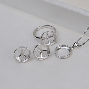 Wenchi S925 Argent Ensemble de boucles d'oreilles pendantes et bague sans perçage motif cheval et perle, taille de perle 12mm, accessoires DIY, 13393 Support vide pour bijoux - Product Image 2