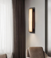 Lampe murale d'entrée en albâtre naturel de style rétro américain, en laiton massif de luxe, pour hôtel, bureau, chambre à coucher, chevet
