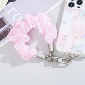 Scrunchie Phone Case Chain Multicolor <b>Polyester</b> Metal Buckle Phone <b>Lanyard</b> For Women - Product Image 2