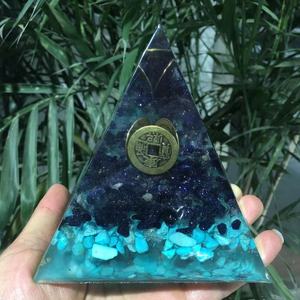 Seven Chakra <strong>Orgonite</strong> <strong>Pyramids</strong> Orgone <strong>Pyramids</strong> Wholesale Spiritual Orgone Products Blue Turquoise Gravels Pyraimd for Reiki - Product Image 2