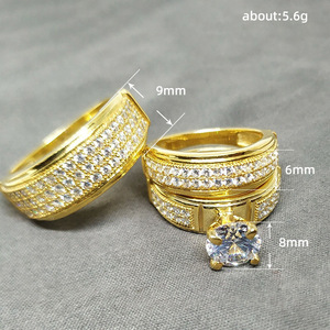 Conjunto de Joyería Fina Q199, Anillo de Diamantes en Oro Amarillo, Corte Brillante Redondo, Engaste en Canal, Unisex, Uso Diario - Product Image 6