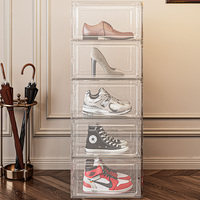 Boîte de rangement de chaussures en plastique transparent empilable personnalisée Boîte en PP rectangulaire multifonctionnelle anti-poussière pour chaussures, sacs, casquettes