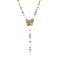 Collier Chapelet Croix Chrétienne Religieuse Plaqué or Pierre de Zircon pour les Occasions d'Anniversaire