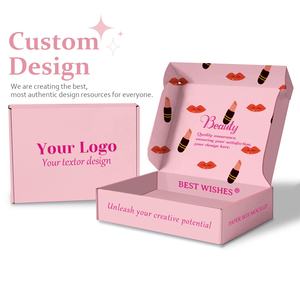 Boîte d'expédition postale en carton ondulé fantaisie, emballage cosmétique personnalisé rose - Product Image 3