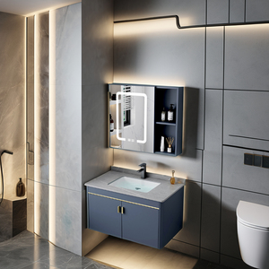 Mobile bagno minimalista con specchio e cornice blu, montaggio a parete, per hotel, lavabo e <span class=keywords><strong>rubinetti</strong></span> per lavanderia - Product Image 2