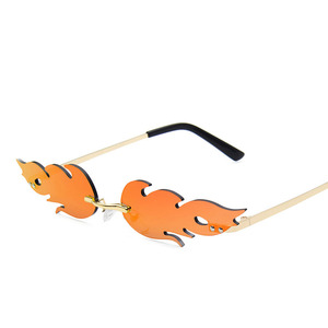 9001 Hot Sale Vintage Luxury Men Metal Sun Glasses UV400 Personality Rimless Fire Flame Mirrored <b>Sunglasses</b> Women - Product Image 5