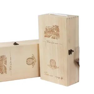Kunden spezifische Deluxe natürliche Einzel flasche Holz Aufbewahrung sbox Holz Geschenk verpackung Wein kiste mit Seil.