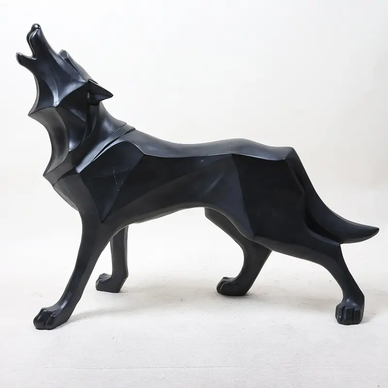 Wholesale Modern Resin Crafts Animal Art Geometry Wolf Ornaments For Office Desktop Decoration Gifts