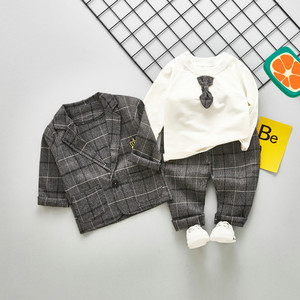 Conjuntos de Ropa de Primavera para Bebé Niño, Pantalones, Camiseta de Manga Larga, Corbata de Moño, Traje de Tres Piezas, Vestidos para Niños - Product Image 4
